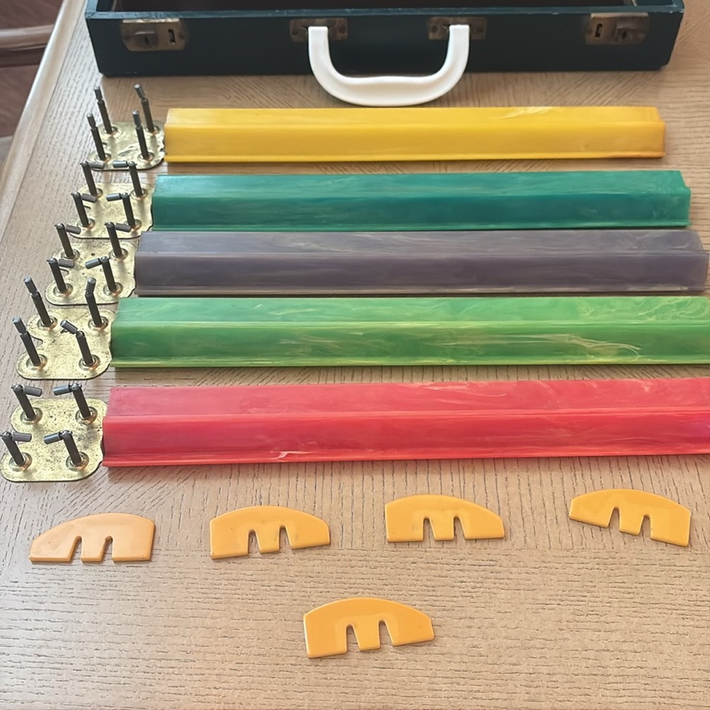 Mah Jongg 1930s/40s Bakelite tile racks with counter holders - Picture 6 of 8